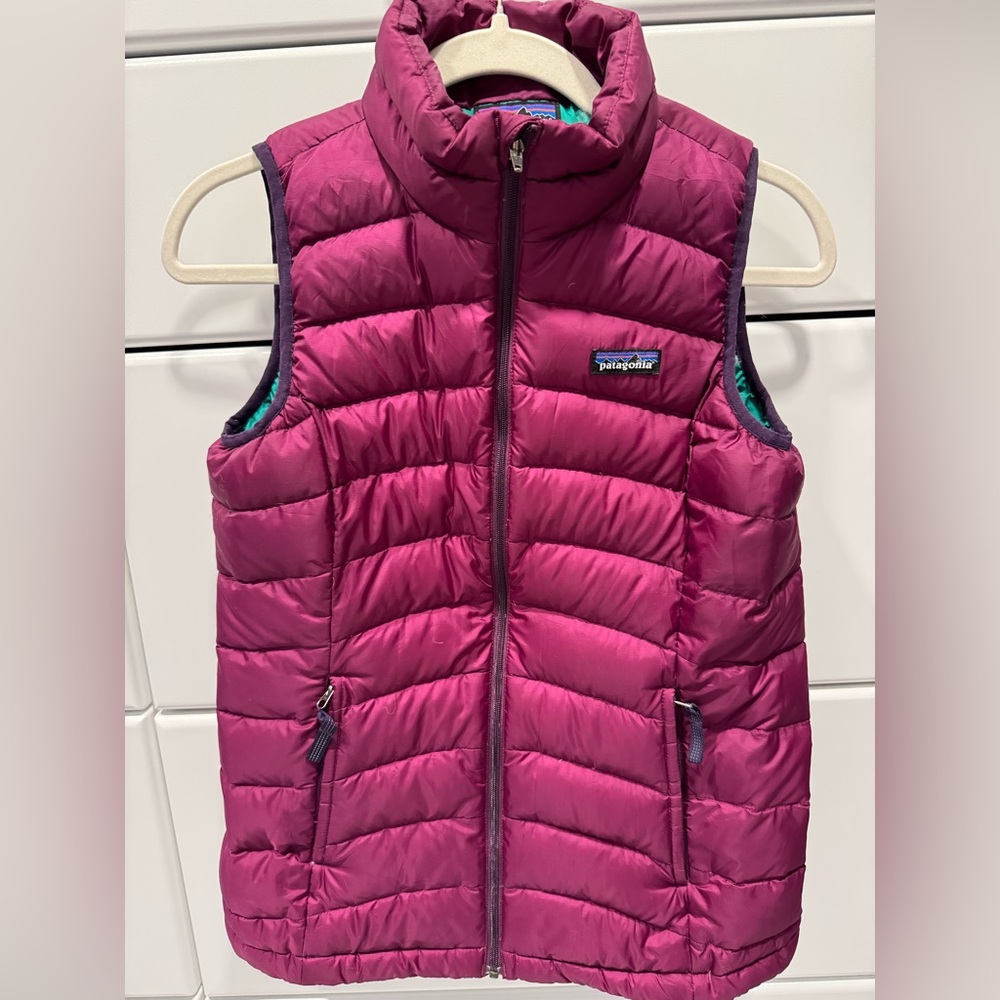 Patagonia Purple Puffer Vest girls sz L 12